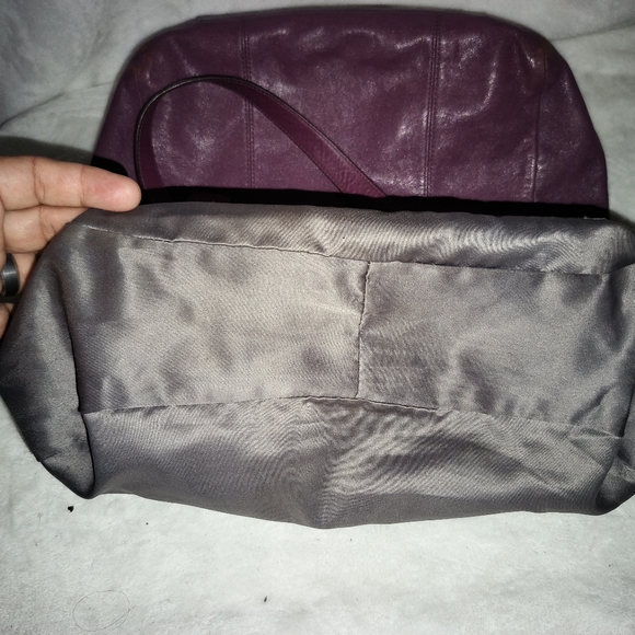 Coach East West F15235 Plum Leather Silver Studded Tote Shoulder Bag - Picture 16 of 16